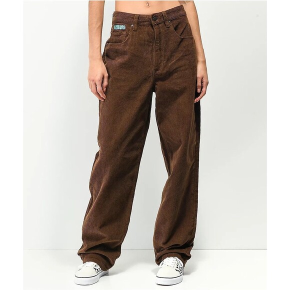 Empyre Pants Womens 11 Brown 32x29.5 Corduroy Loose Baggy Tori Carafe Skate Y2K - Picture 3 of 14